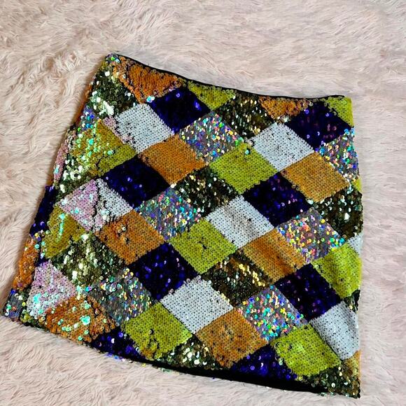 Forever 21 Dresses & Skirts - Patchwork Flip Sequin Maximalist Whimsygoth Sparkle Fairy Rave Glam Mini Skirt